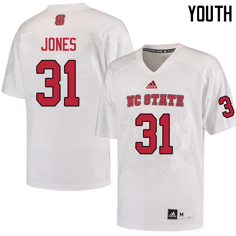 Youth #31 Vi Jones NC State Wolfpack College Football Jerseys Sale-White - Click Image to Close